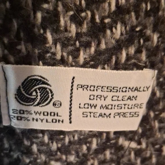 Women's Herringbone Tweed Coat - Black and Gray - Picture 3 of 13